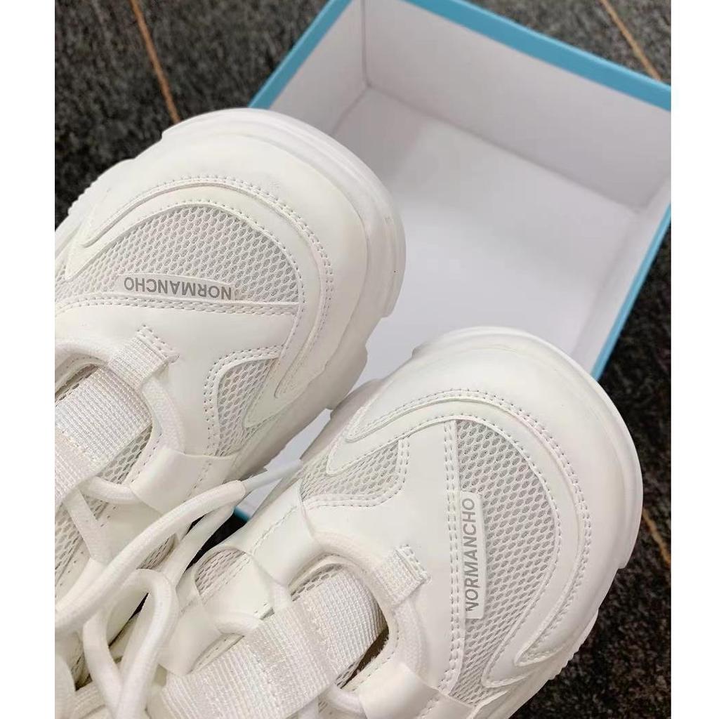 Foam dad shoes women's 2025 autumn new breathable thick-soled heightening mesh shoes lightweight casual leather little white shoes