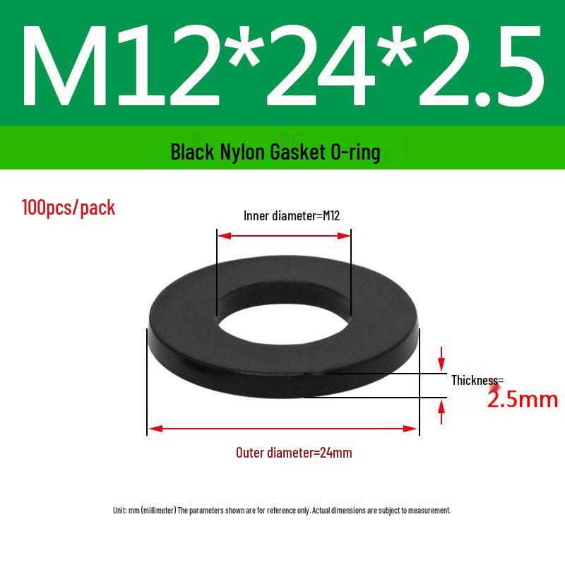 Schwarzer Nylon-Kunststoff Flache Unterlegscheibe Ring M2-M20
