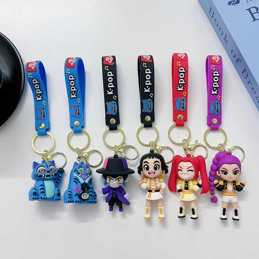 New Demon Hunters Keychain, Tiger Character PVC Figure Keychain, Cute Harajuku Style Key Ring for Kids & Fans Halloween