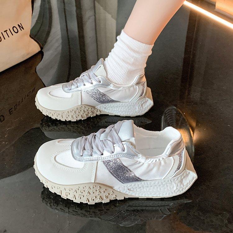 

Новая осенне-зимняя повседневная универсальная студенческая спортивная обувь для бега для женщин с сочетанием цветов 40 серебряный