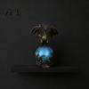 Resin Dragon Sculpture Statue with Ball, Dark Style Figurine, USB Powered Desktop Figurine With Light Lamp Ornaments, Fantasy Gift for Men &