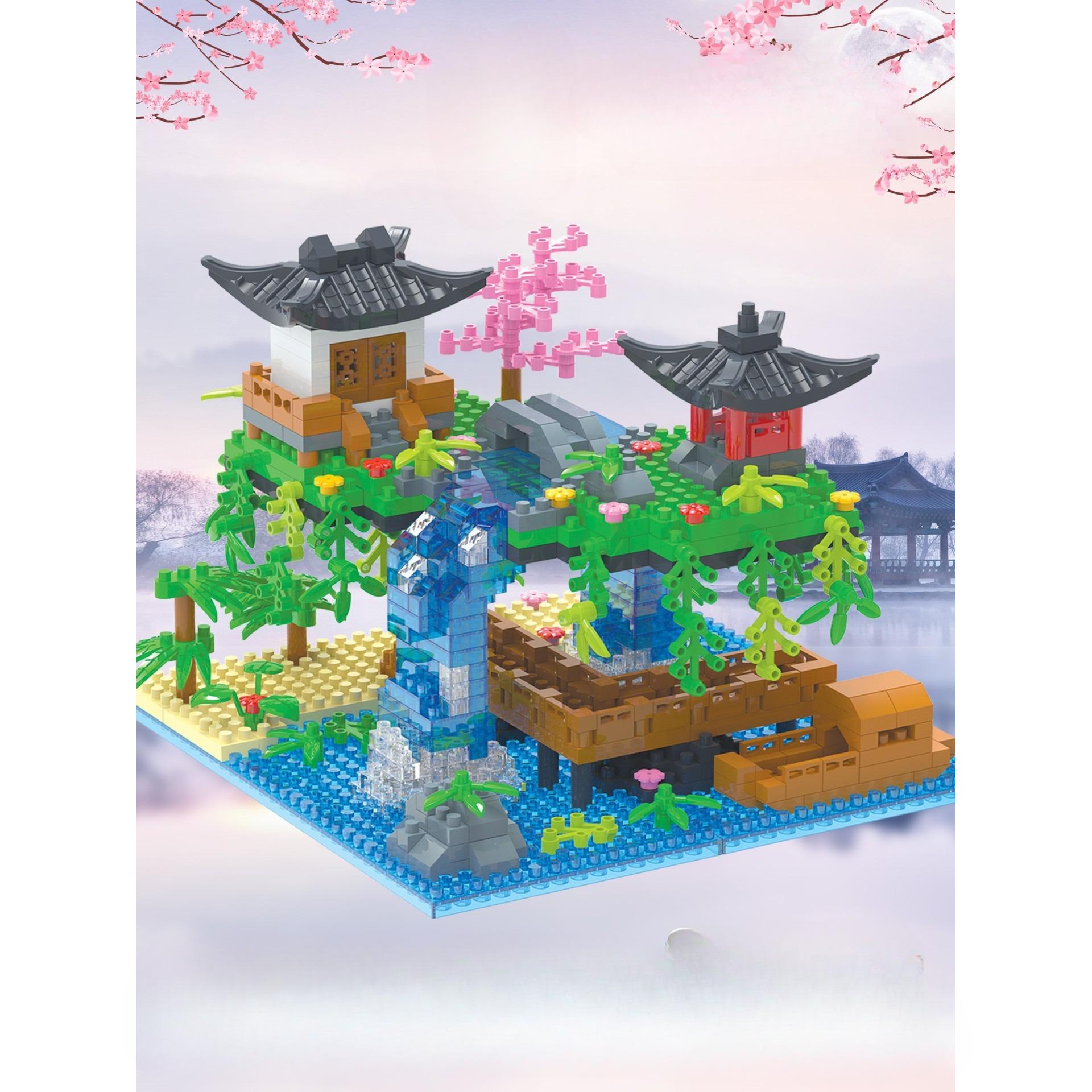 

Совместимо с Peach Blossom Pool Micro Drill Building Blocks для взрослых, серия для девочек, модель-головоломка, сборка игрушек 13.5*13.5*10cm