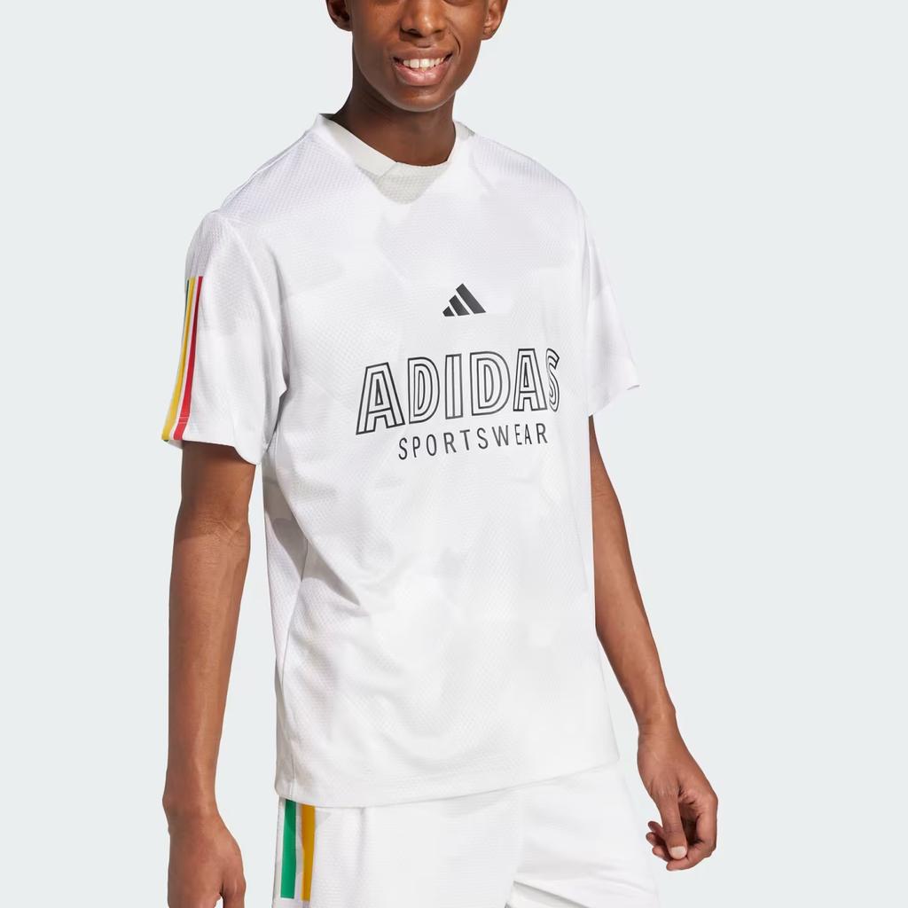 Adidas Tiro Nations Pack Sportswear Comfortable Round Neck Short Sleeve T-Shirt Unisex Tops White Bright-Red Multicolor JC8004