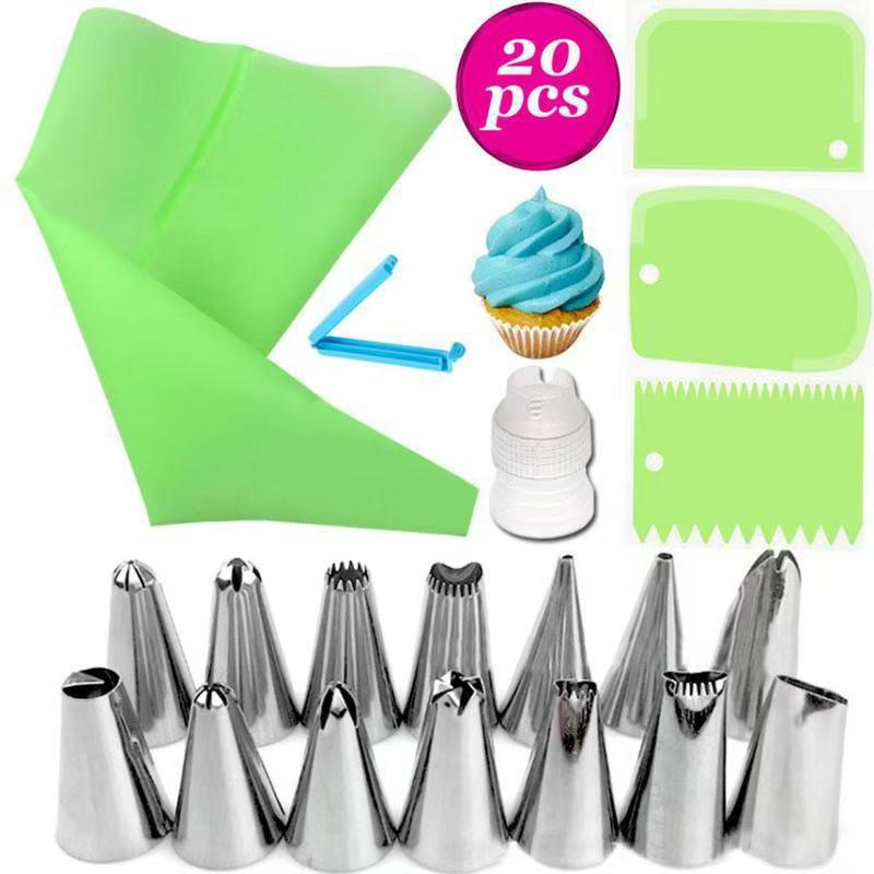 

14/20 шт. Набор кондитерских насадок Сделай сам Шоколадный крем Кондитерские принадлежности для выпечки Украшение торта Айсингом Украшение кремом Многоразовые кондитерские мешки 14Pcs зелёный