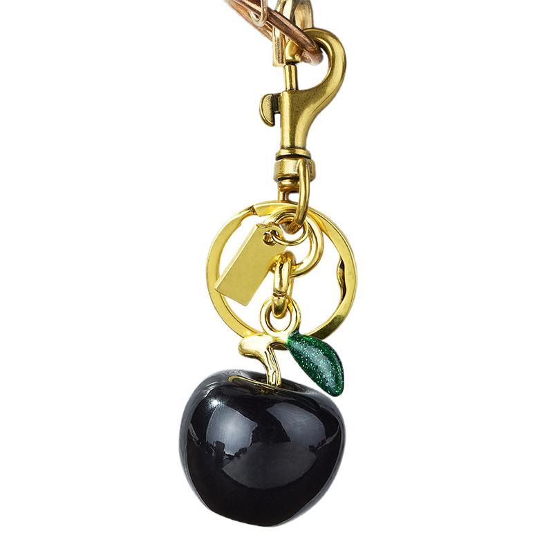 Äpple nyckelring, väska handväska berlock nyckelringar för kvinnor röd rosa blå svart handväska berlocker metall smycken present