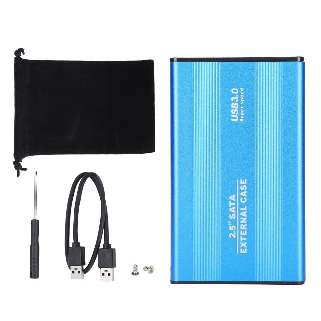 HDD Enclosure Plug Play 3TB USB3.0 SSD Hard Disk Box for LaptopsOS X External Data StorageBlue