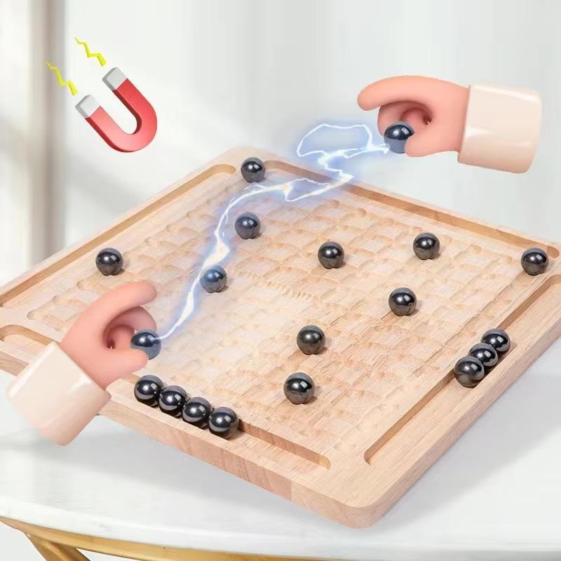 Magnetic Battle Board Game Fun Magnetic Induction Table Game Educational Wooden Child Interactive Brain Training Toy