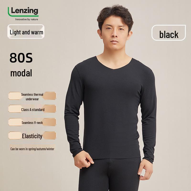 Men's 80s Modal Seamless Thermal Underwear Set: Light, Warm Base Layer for Autumn/Winter