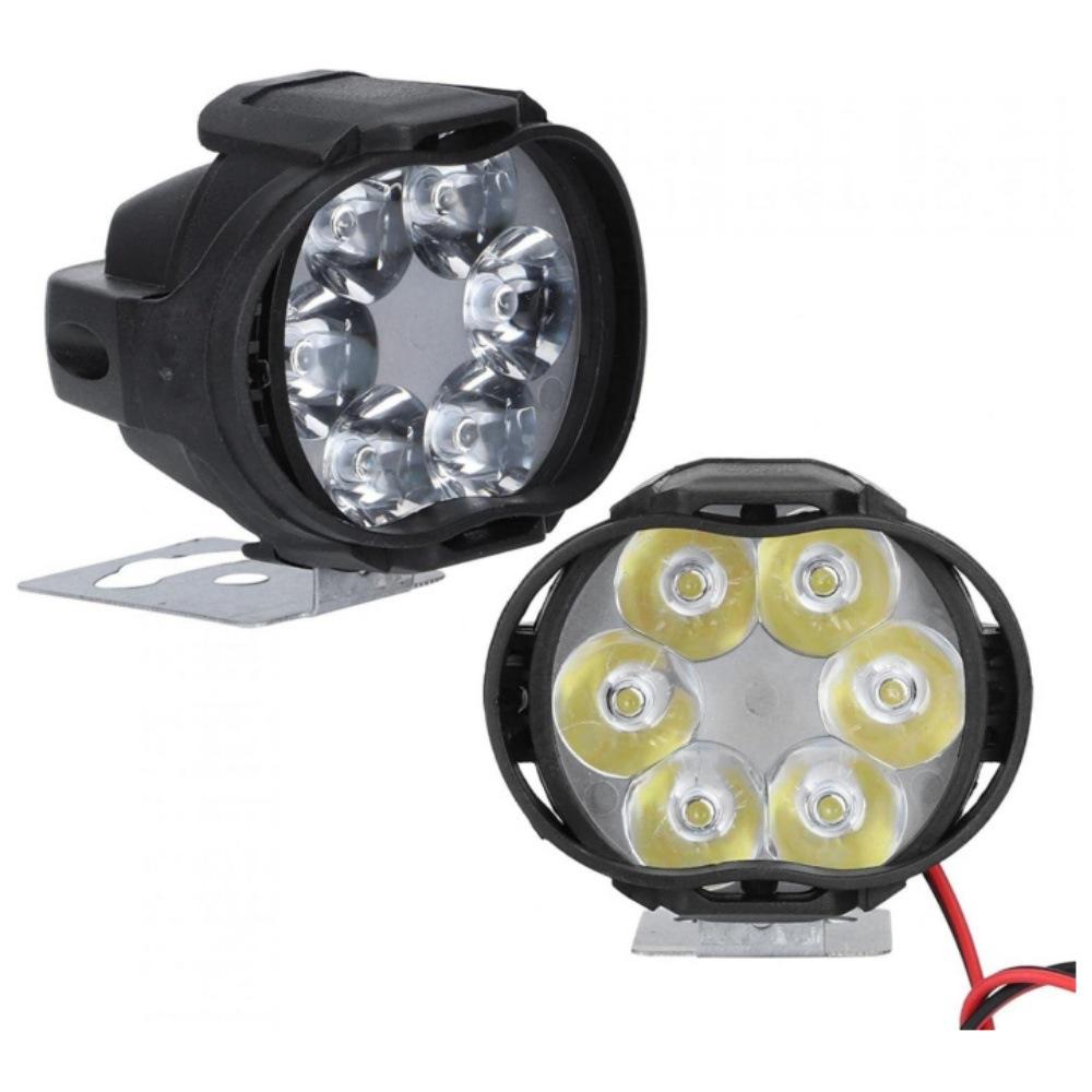 1PCS 6 LED Motorcycle Headlight Waterproof Scooters Spotlight Car Auxiliary Lamp Fog Bulb Work Lights white Universal 11v