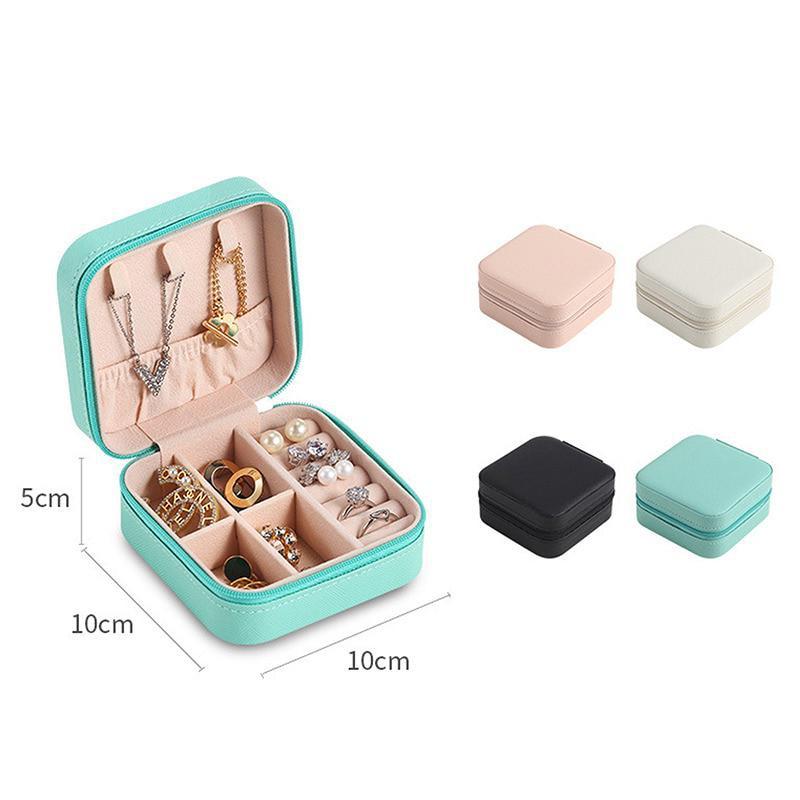 1Pcs Tragbare Schmuck Box Schmuck Organizer Display Reise Schmuck Fall Boxen Taste Leder Lagerung Zipper Jewelers WBL