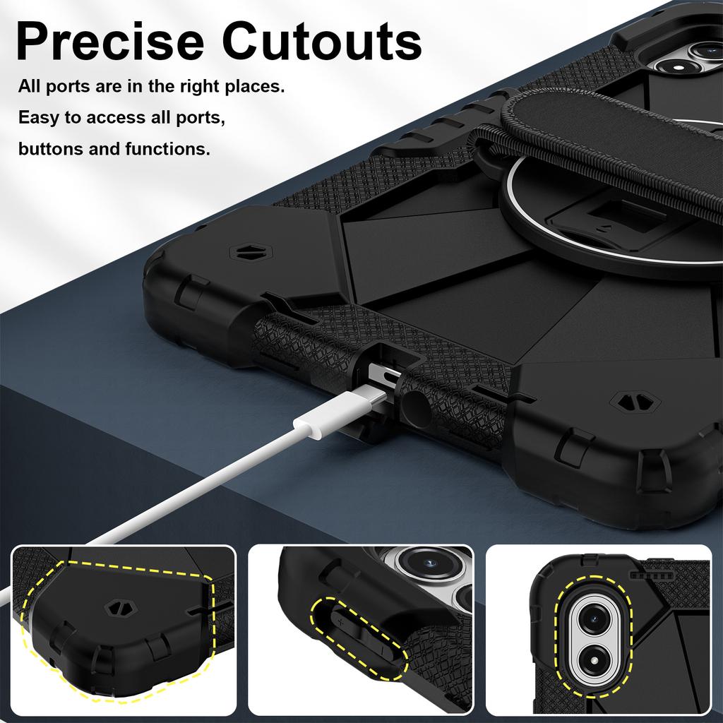 Tablet Case For Xiaomi Redmi Pad 2 Pro Silicone + PC Kickstand Cover with Handy Strap