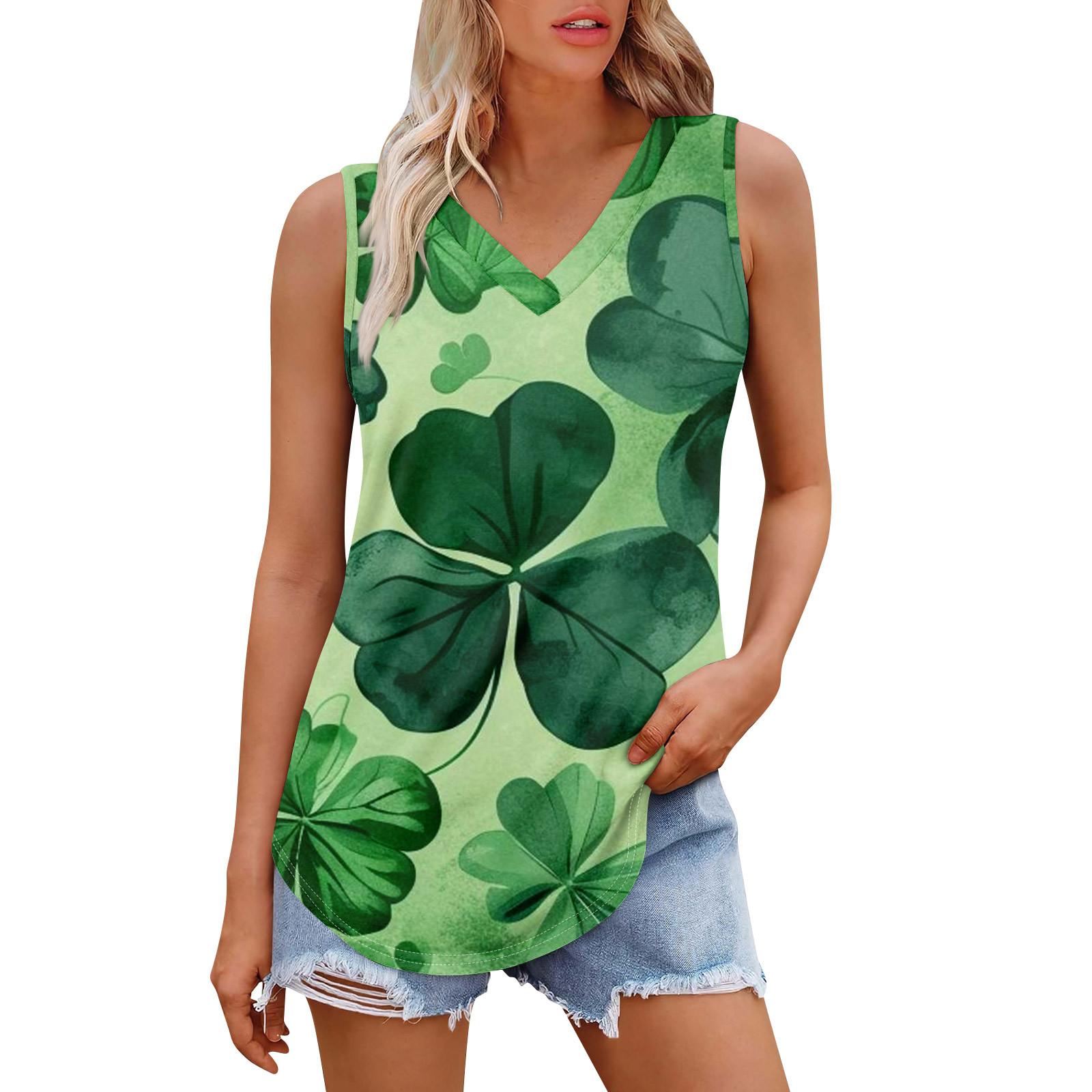 

Женская майка с V-образным вырезом для девочек. День Патрика Печать Повседневный Топ Майки Для Женщин Свободный Покрой Без Рукавов Топы Струящиеся XXL