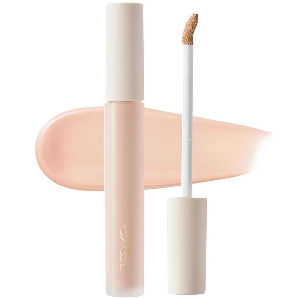 Excel Ethereal Serum Concealer ER03 Apricot Serum Concealer for Dark Circles and Blemishes Pink,