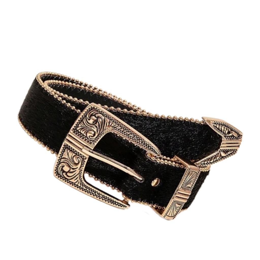 Western Leopard Pattern Belt for Women with Beaded Trim Cowgirl Belt for Jeans Pants Girl 2000s Belt Decorative Waistband