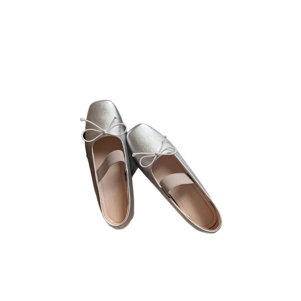 Korean Simple Style Elastic Belt Buckle Inner Height Increase Mary Jane Ladyshoes Spring and Autumn Ballet Single Shoes Are Not Tired Feet Small Lea