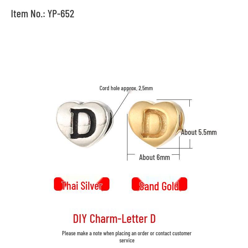 

S925 Sterling Silver Alphabet Charms for Handmade DIY Bracelets with Beaded and Braided Rope Accessories