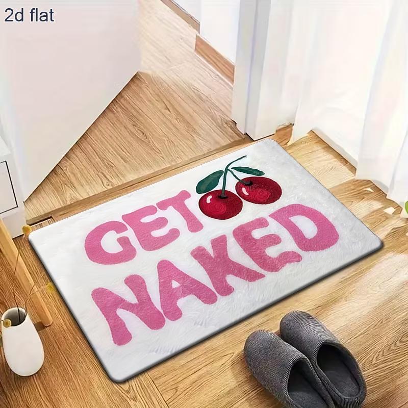 Door Mat Carpet Humorous "Get Naked" Pattern Non Slip Print Entryway Rug for Bathroom Home Decoration