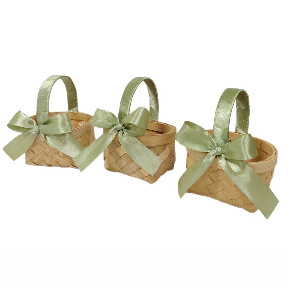 Mini Wedding Candy Storage Basket Colorful Ribbon Bow Flower Basket For Home Wedding Decor