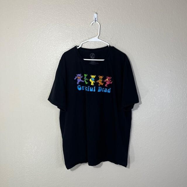 Grateful Dead Shirt Mens 3XL Dancing Bear Graphic Tee Black Rainbow S