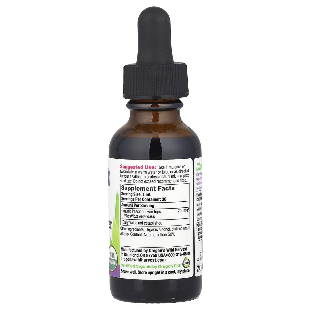 Oregon's Wild Harvest Organic Passion Flower Extract, 30Ml(1Fl Oz)