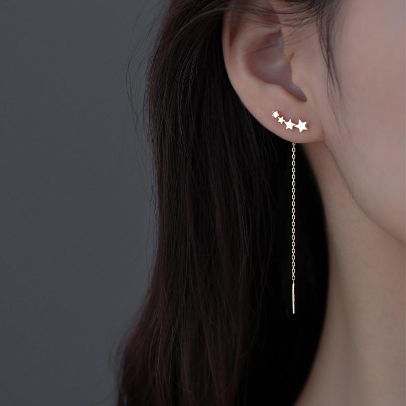 Orecchini a pendente lunghi per donna, colore oro, cristallo di zircone, infila-orecchini, accessori per orecchie, gioielli