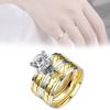 Stylish Gold Titanium Steel Ring For Couples Featuring Hidden Zircon Stone Design