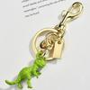 3D Stereoscopic Green Dinosaur Metal Keychain, Small Dinosaur-Shaped Keychain Pendant
