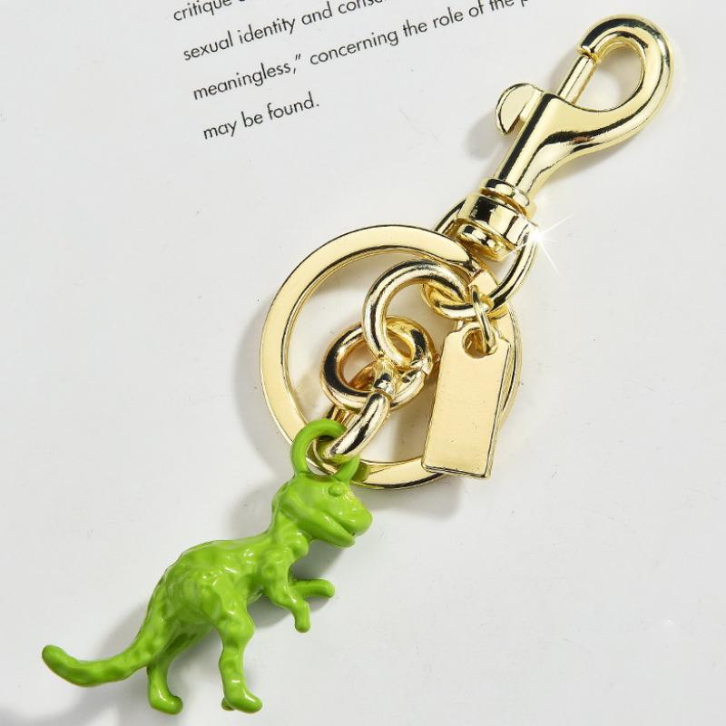 3D Stereoscopic Green Dinosaur Metal Keychain, Small Dinosaur-Shaped Keychain Pendant