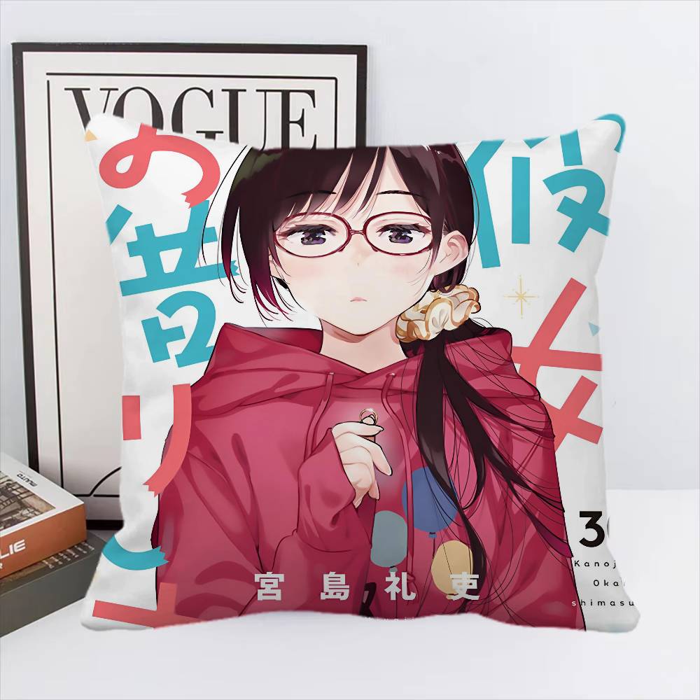 Kanojo Okarishimasu Anime Pillow Case Square Pillow Bedroom Sofa Leisure Comfort Cushion Car Home Decoration