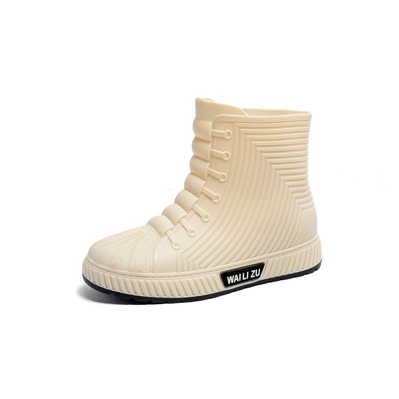 

Модные женские резиновые сапоги, резиновые сапоги на толстой подошве, модные водонепроницаемые рабочие ботинки унисекс средней высоты, удобные нескользящие водонепроницаемые ботинки 36-44 44 покинуть белый