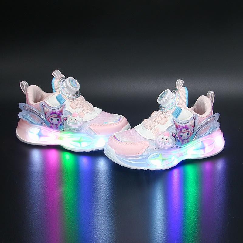 Light-up girls' sneakers, mesh, breathable, lightweight, versatile girls' shoes, trendy shoes for young girls