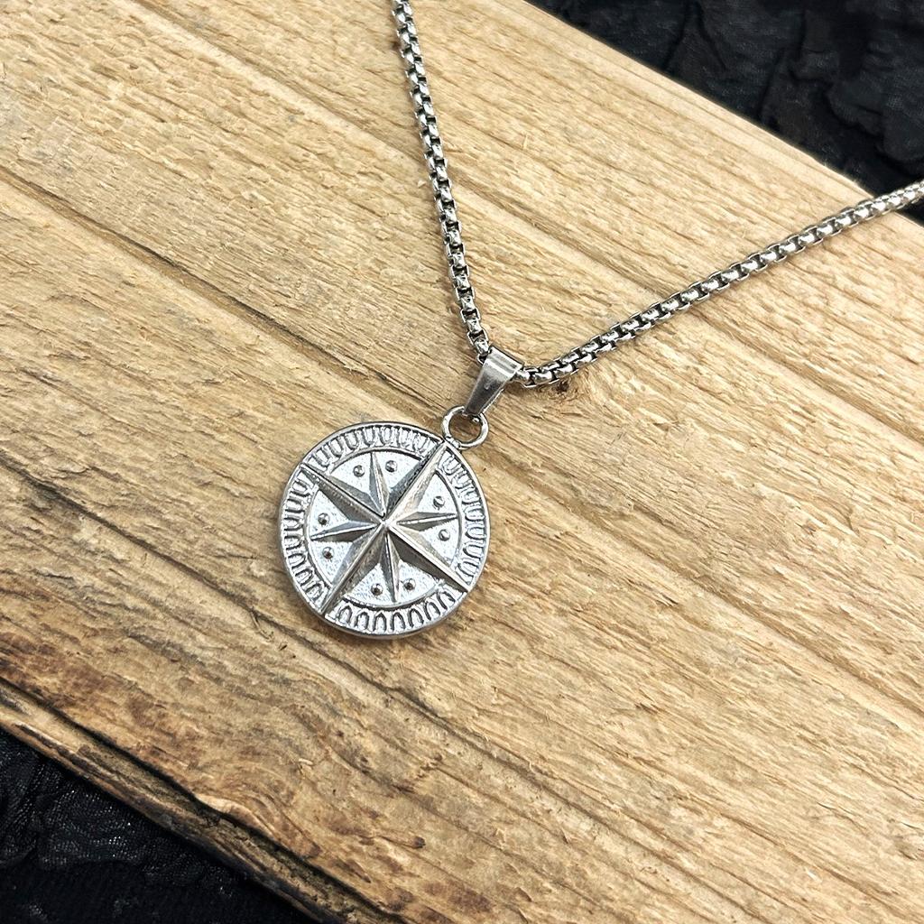 VAF New Design Silver/18K Gold Compass Pendant Necklace Jewelry 316L Stainless Steel Halskette Compass