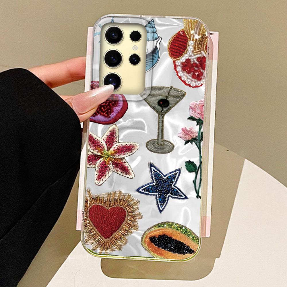 

Summer Fruit Sun Face Water Texture Women Phone Case for Samsung Galaxy S25 Edge S24 S23 S22 S21 FE Plus Ultra Shell Bags Cover Samsung Galaxy S22 білий