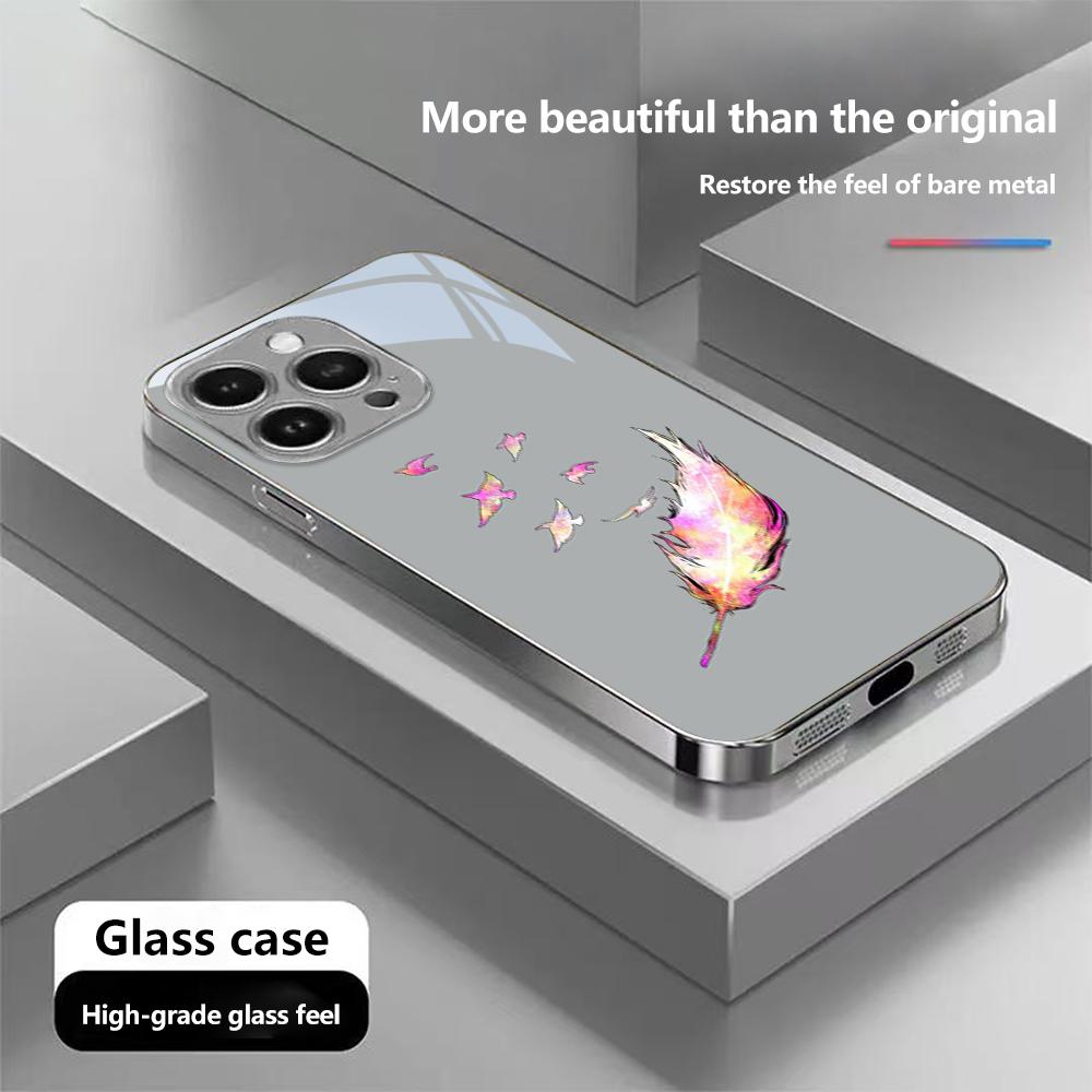 N142 Butterfly Phone Case for iPhone 16 15 11 Pro Max Samsung S24 S23 Ultra A54 A35 A52 Xiaomi Redmi Note 13 12 Pro Plated Frame Tempered Glass Cover