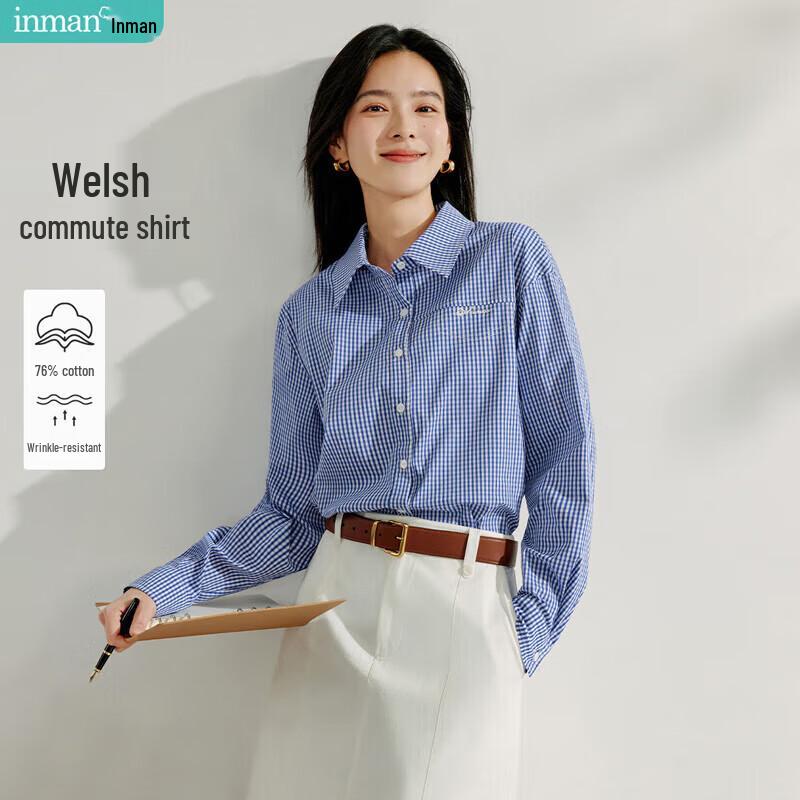 Женская клетчатая рубашка-поло в французском стиле INMAN M