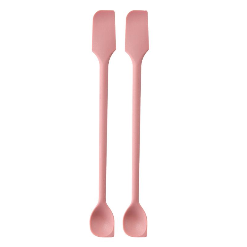 2Pcs Mini Silicone Scraper Double End Two In One Spatula Jam Bottle Cosmetic Bottle Scraper Spoon Set For Jam Seasoning