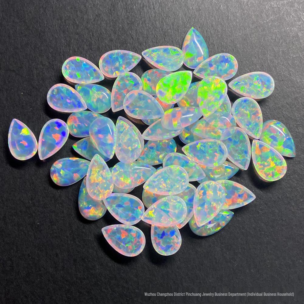 Грушевидный плоский сзади желеобразный опал, россыпной камень Pear Shape 6x8mm, Thickness 2.4mm