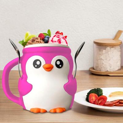 Držiak na pintu zmrzliny 3D tlačený tučniak Zateplovač na pintu zmrzliny s rúčkou a lyžičkou Nepriepustný zateplovač na nanuky Rukáv na pohár na plechovku od piva