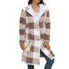 Women's Fashion Casual Warm Thickened Two-Color Plush Mid-Length Hooded Button Cardigan Coat