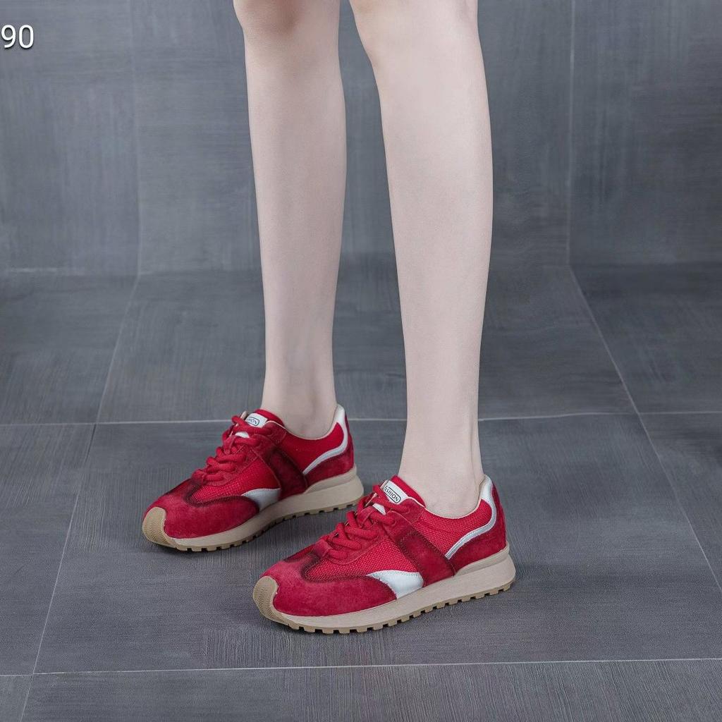 Leather Soft-soled Forrest Gump Shoes Women's Spring and Summer New Red Retro Moral Training Shoes Niche Thin Fashion Sports and Leisure Shoes