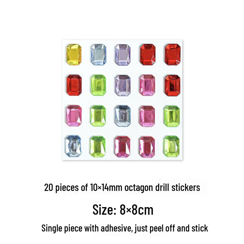 Gem Stickers: Kids' 3D Acrylic Crystal DIY Rhinestone Decorations, Colorful Cross-Border Designs for Girls