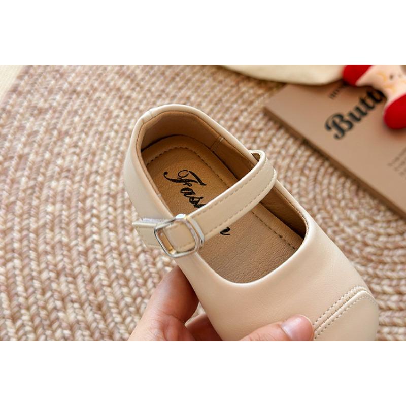 Kids Girls British Style Solid Color Soft Sole Casual Princess Leather Shoes