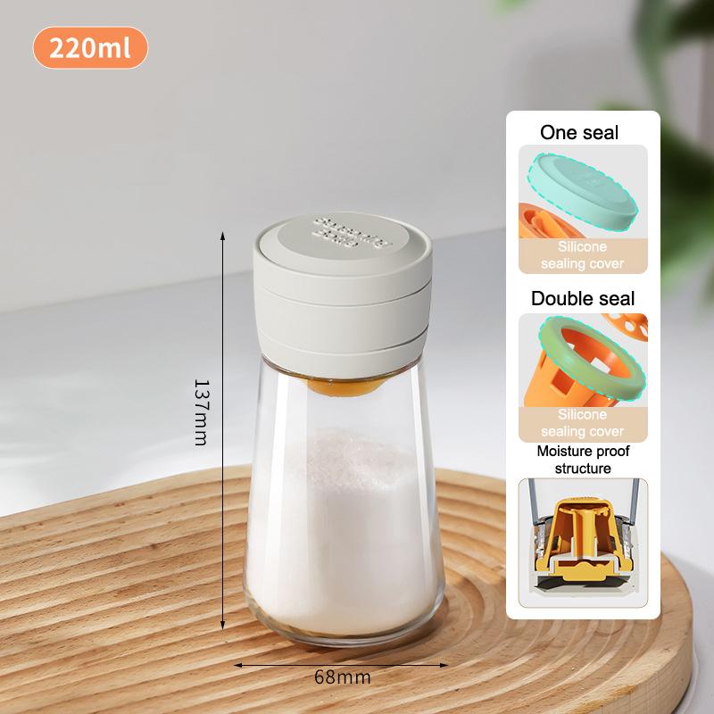 Salt Dispenser No Need Press Salt Tank Glass Sugar Bottle Shaker Canister Kitchen Seasoning Box Moisture-Proof Salt Container