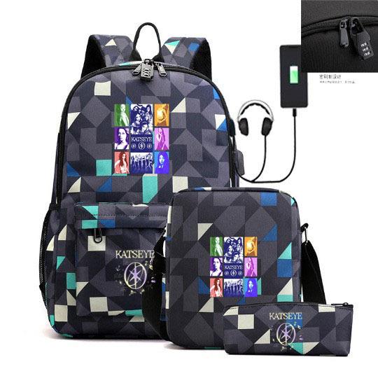 Backpack Usb Charging, Shoulder Bag, Pencil Case, Primary And Secondary School Student Leisure Schoolbag Three-Piece Set