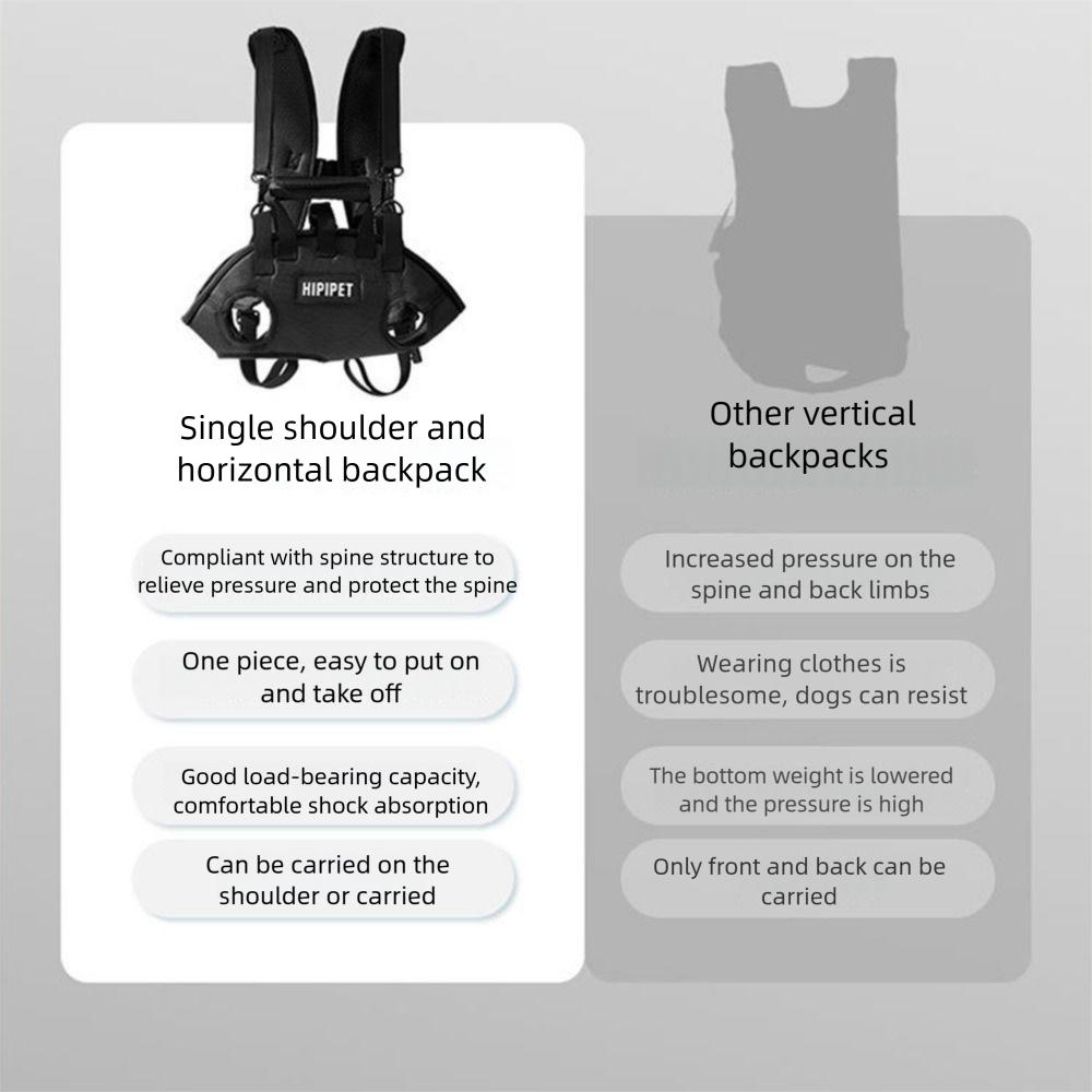 Adjustable Strap Dog Lift Harness Breathable Horizontal Hugging Backpack  Medium and Large Size