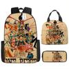 ONE PIECE one piece zaino scolastico zaino Luffy Studenti della scuola primaria e secondaria Zaino di grande capacità Borsa per il pranzo per bambini