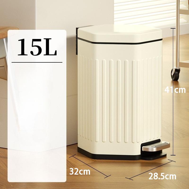 Stainless Steel Trash Bin Kitchen Pedal Trash Can Large Capacity Wastebasket Bedroom Dump Luxury Antiodor Home Garbage Container