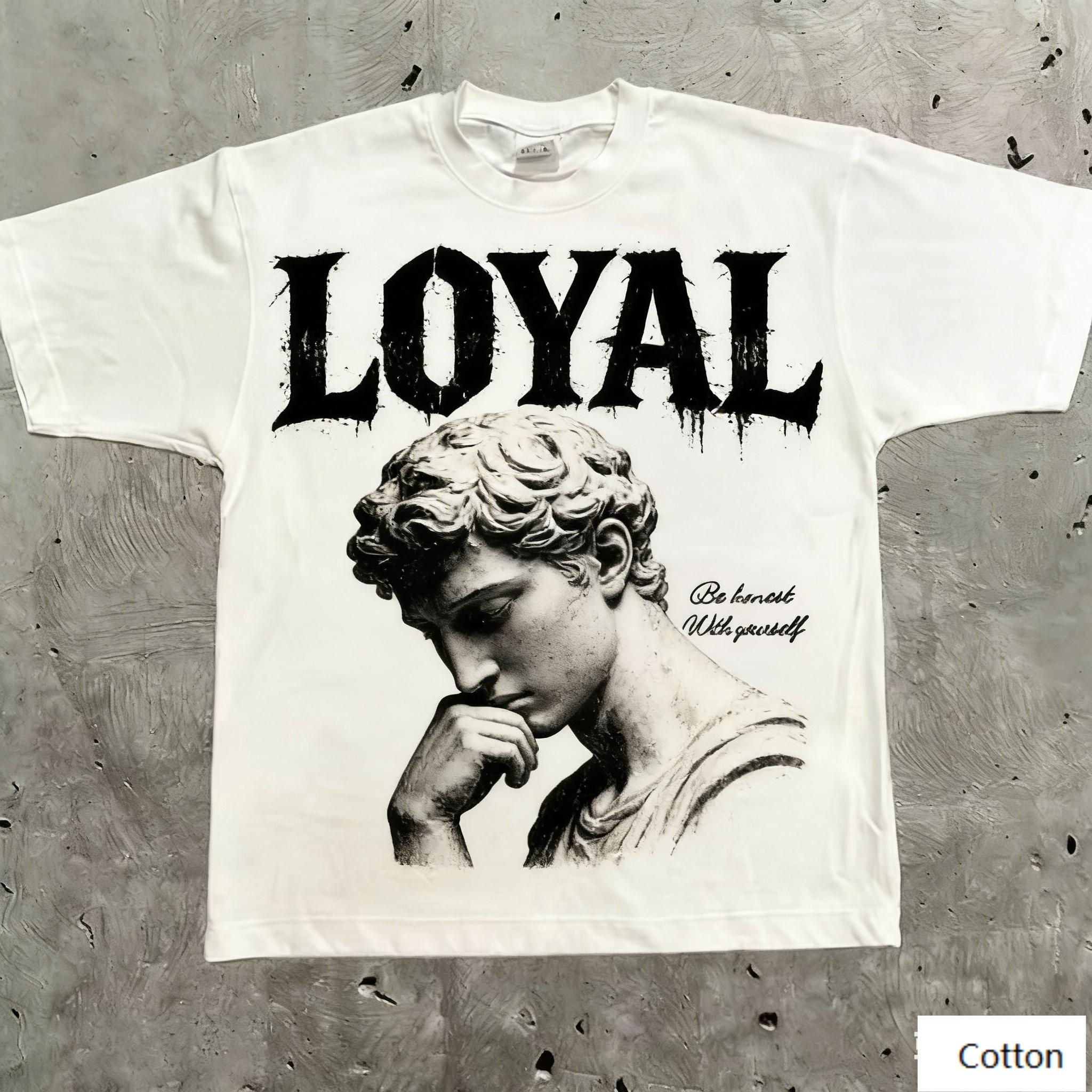 

Oversized White Cotton TShirt with Bold Real Statue Graphic Unisex Streetwear Tee for Unisex and WOMEN 4XL