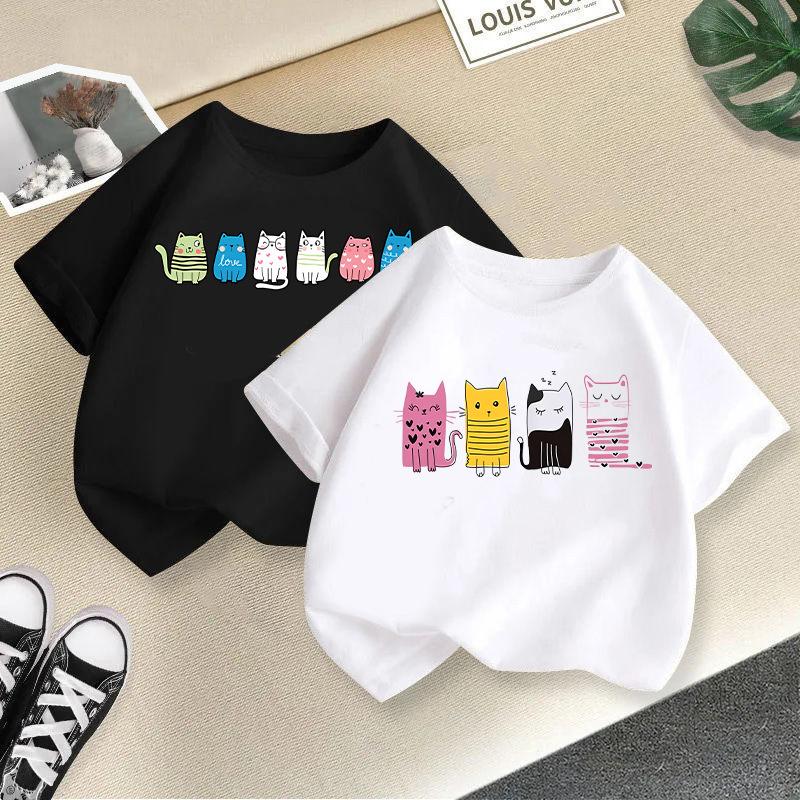 Children T-shirt Cute Animal Printed Kids 100% Cotton Clothes Tops 2-13Y O-Neck Short-sleeve T-shirt