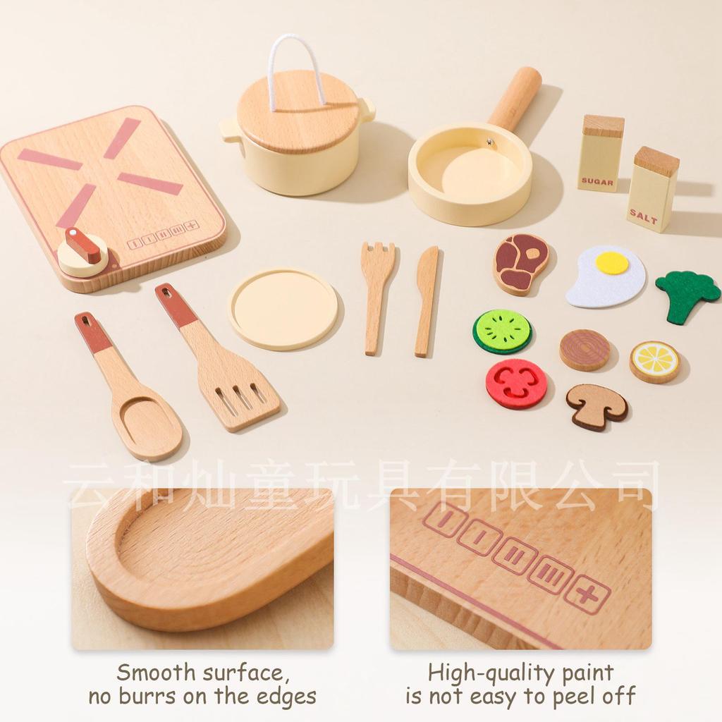 Children's Wooden Pretend Kitchen Playset: Role-Playing Educational Toy